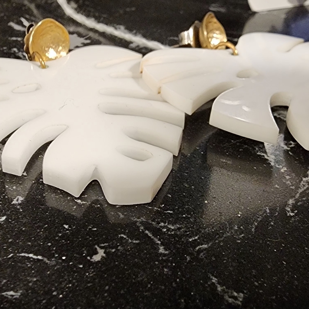 Sugar Monstera Leaf Statement Earrings - image 4